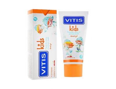 Зубная паста-гель детская VITIS® kids от 2 до 6 лет, со фтором (1000ppm), вишневый вкус